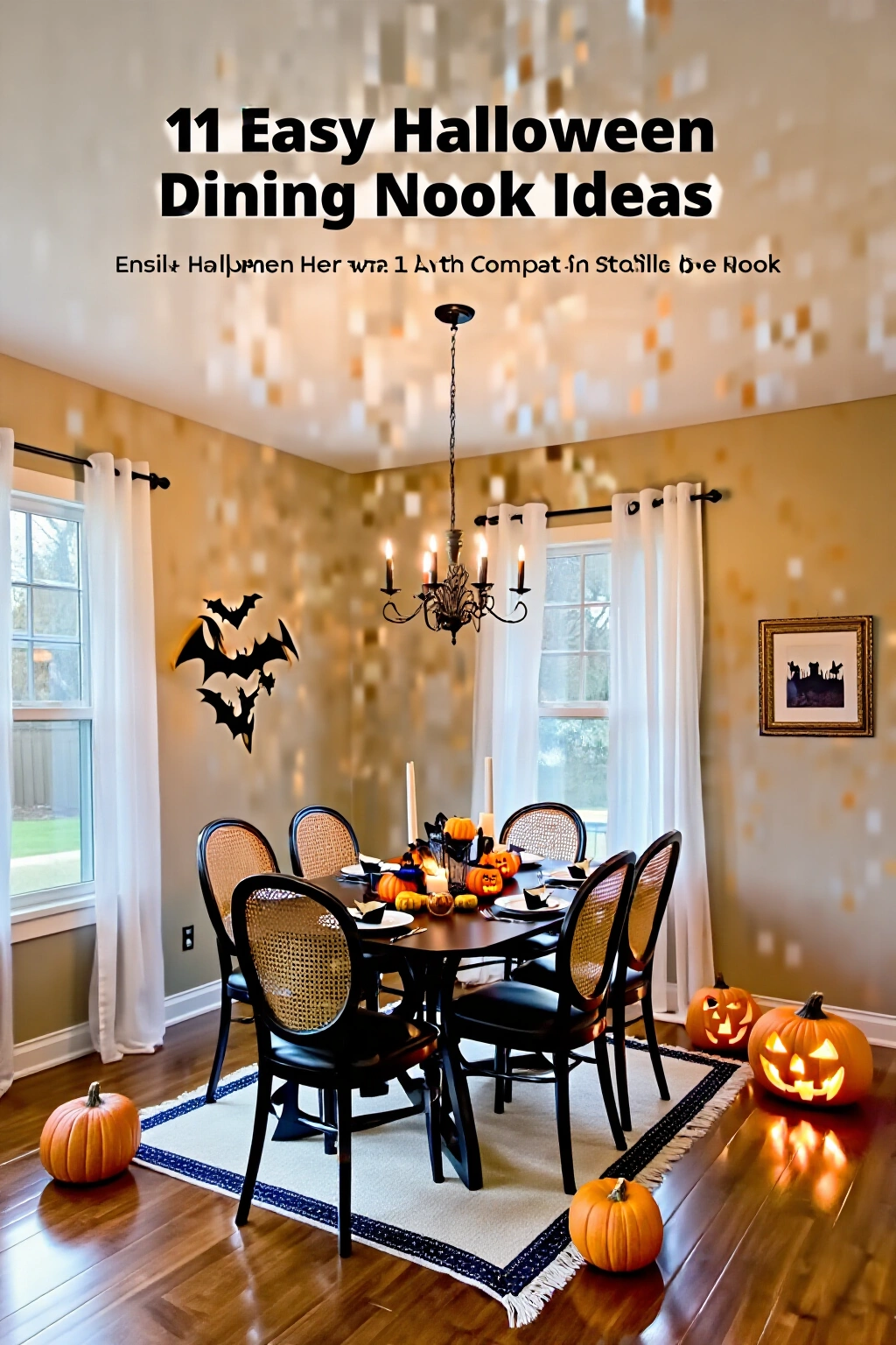 AI-created concept showing 11 easy halloween dining nook ideas