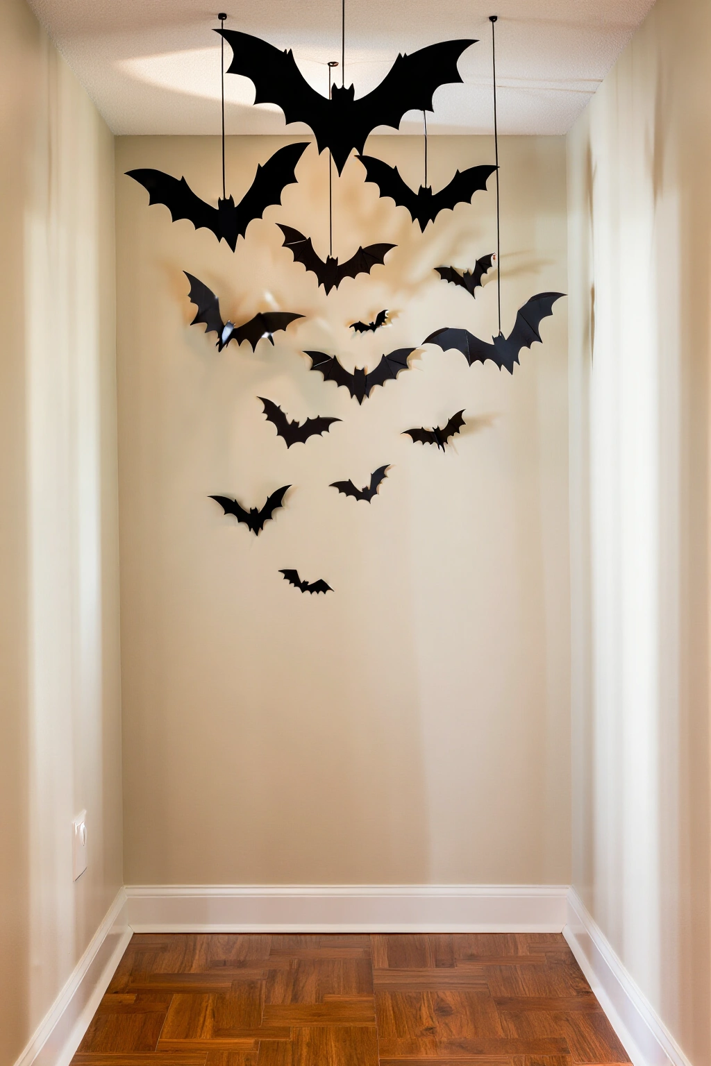 AI-created concept showing hanging bat swarm