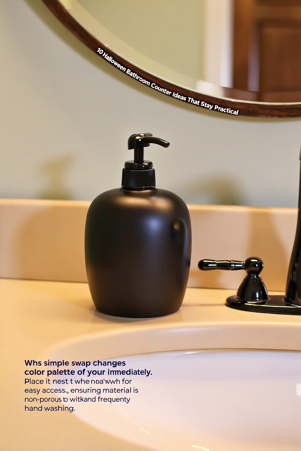 AI-created concept showing matte black ceramic soap dispenser