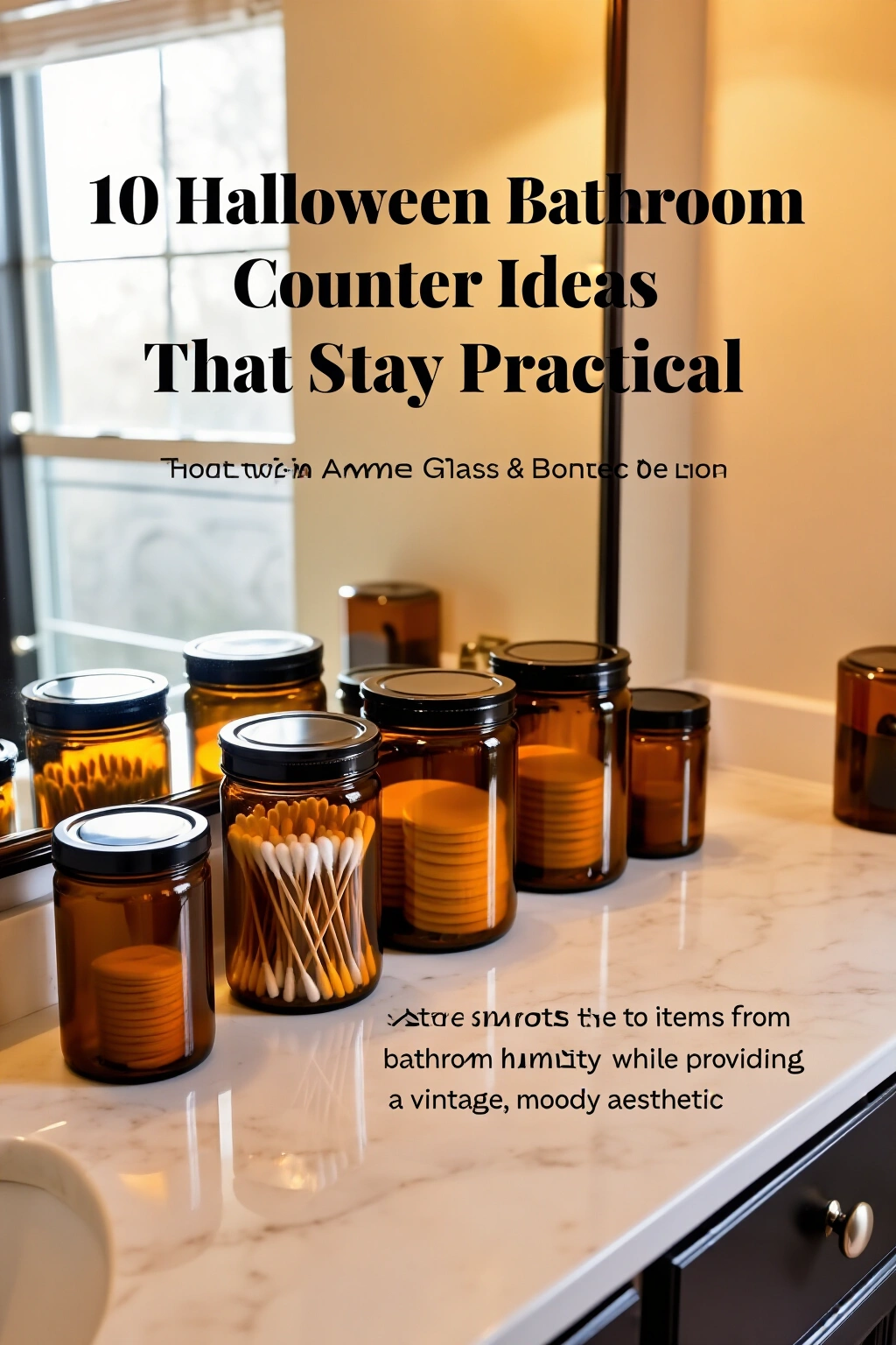 AI-created concept showing amber glass apothecary jars