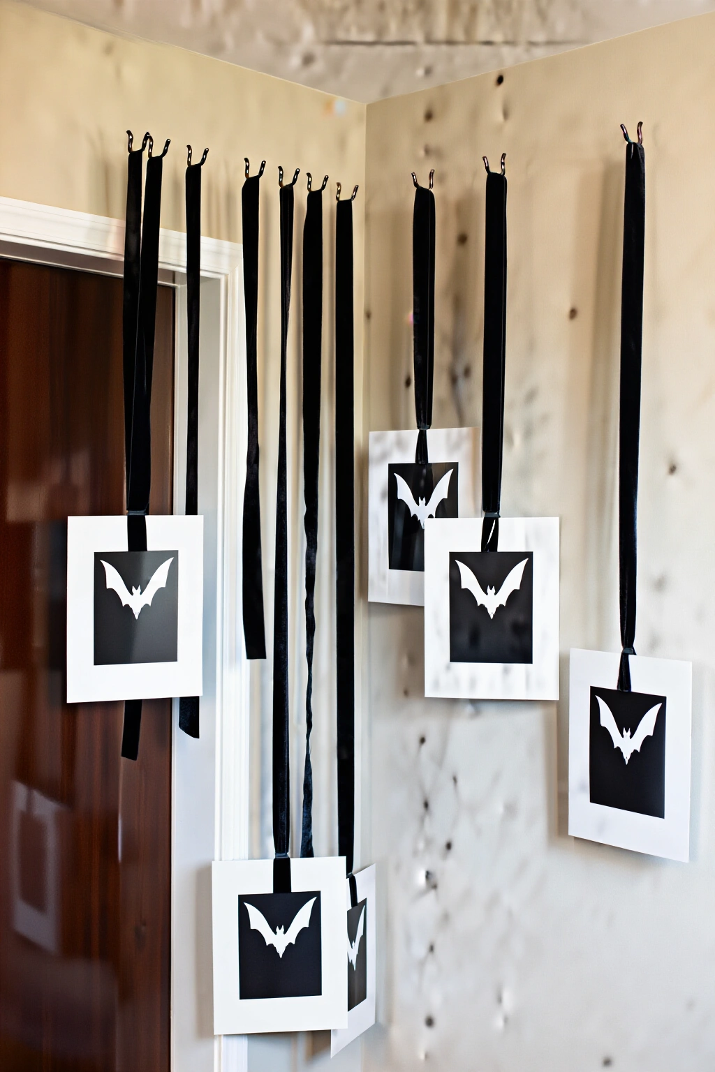 AI-created concept showing ribbon-hung prints