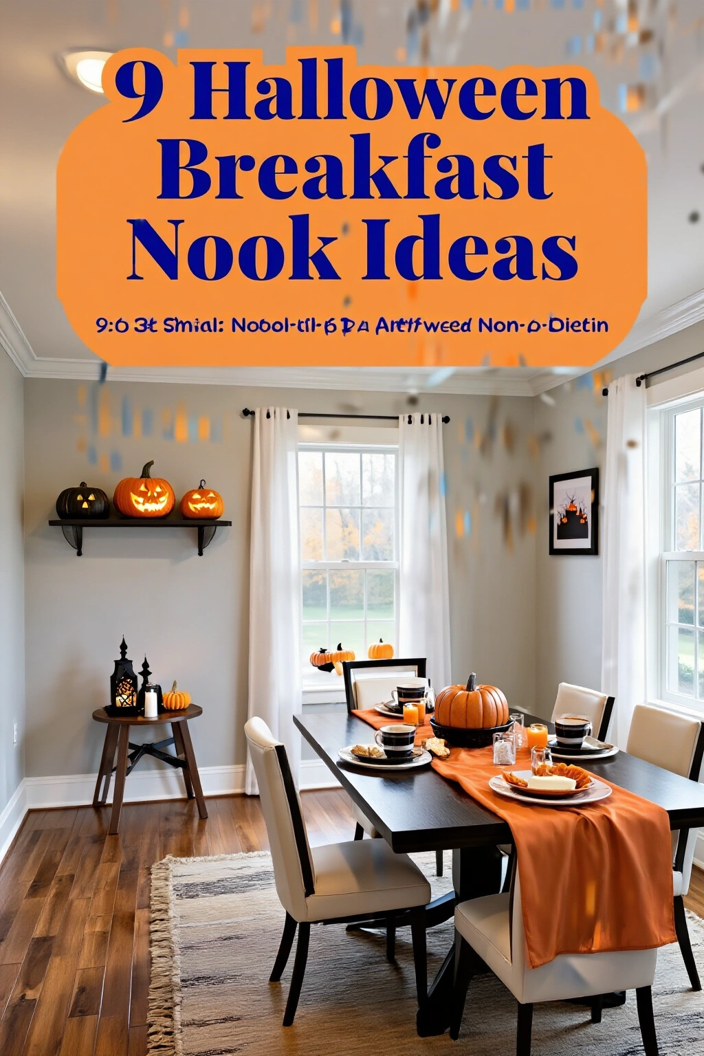 AI-created concept showing 9 halloween breakfast nook ideas