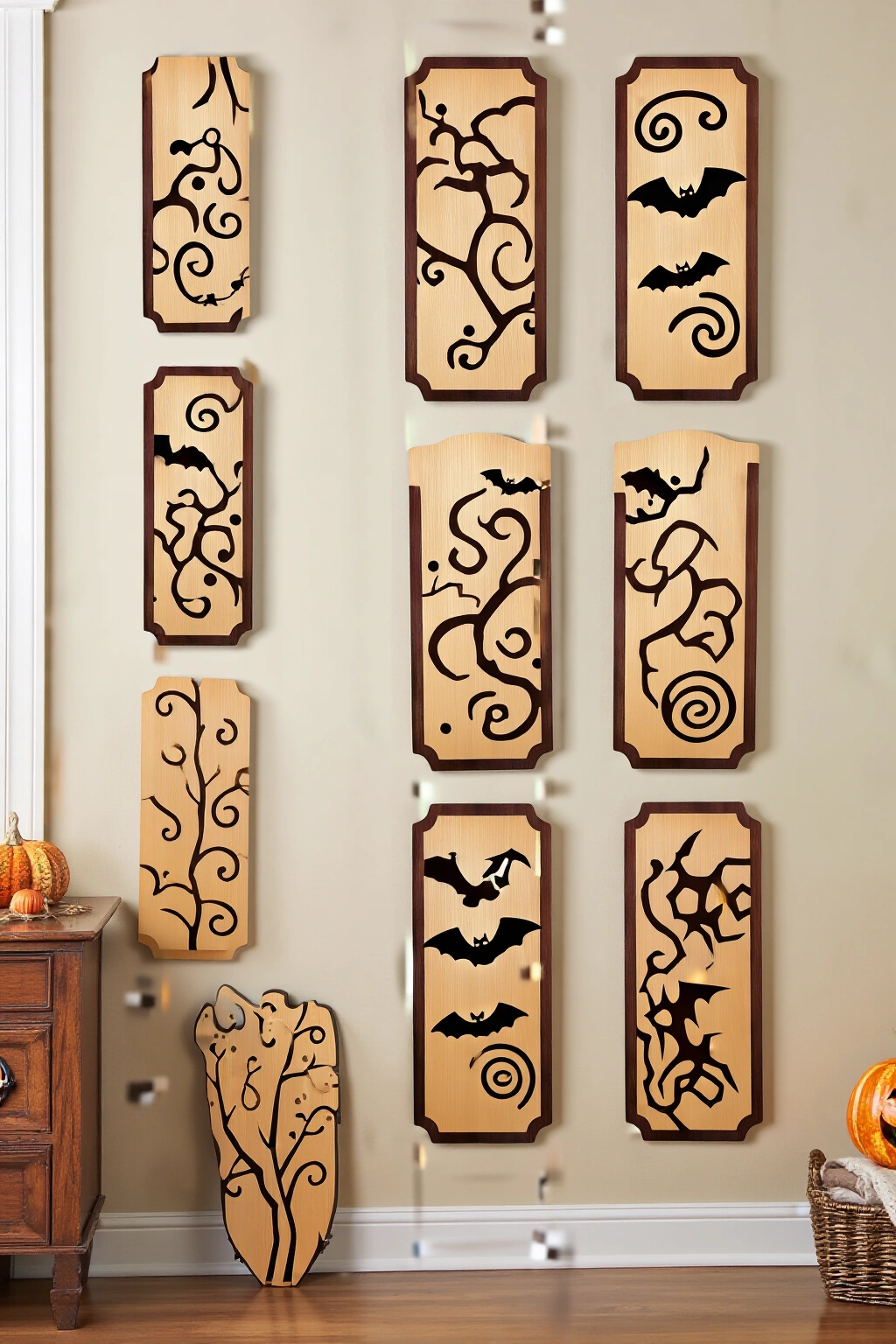 AI-created concept showing thin wood wall art