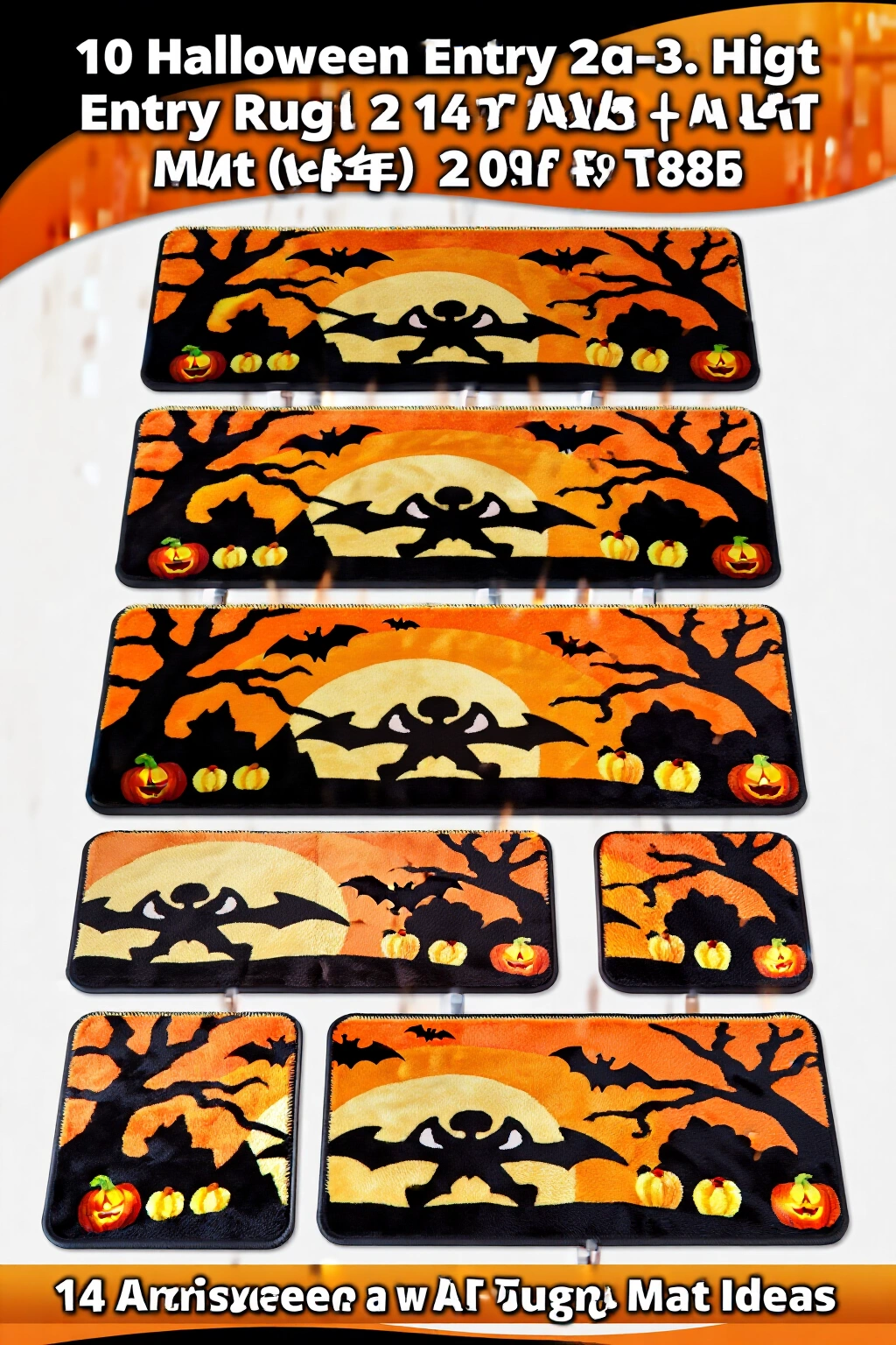 AI-created concept showing 10 halloween entry rug and mat ideas