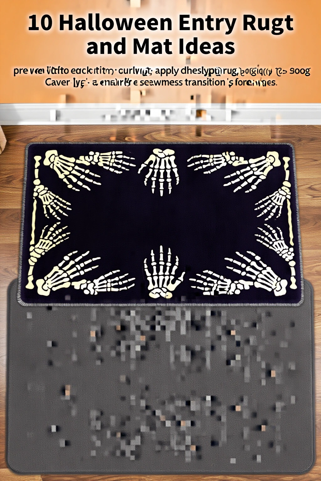 AI-created concept showing skeleton hand border rug