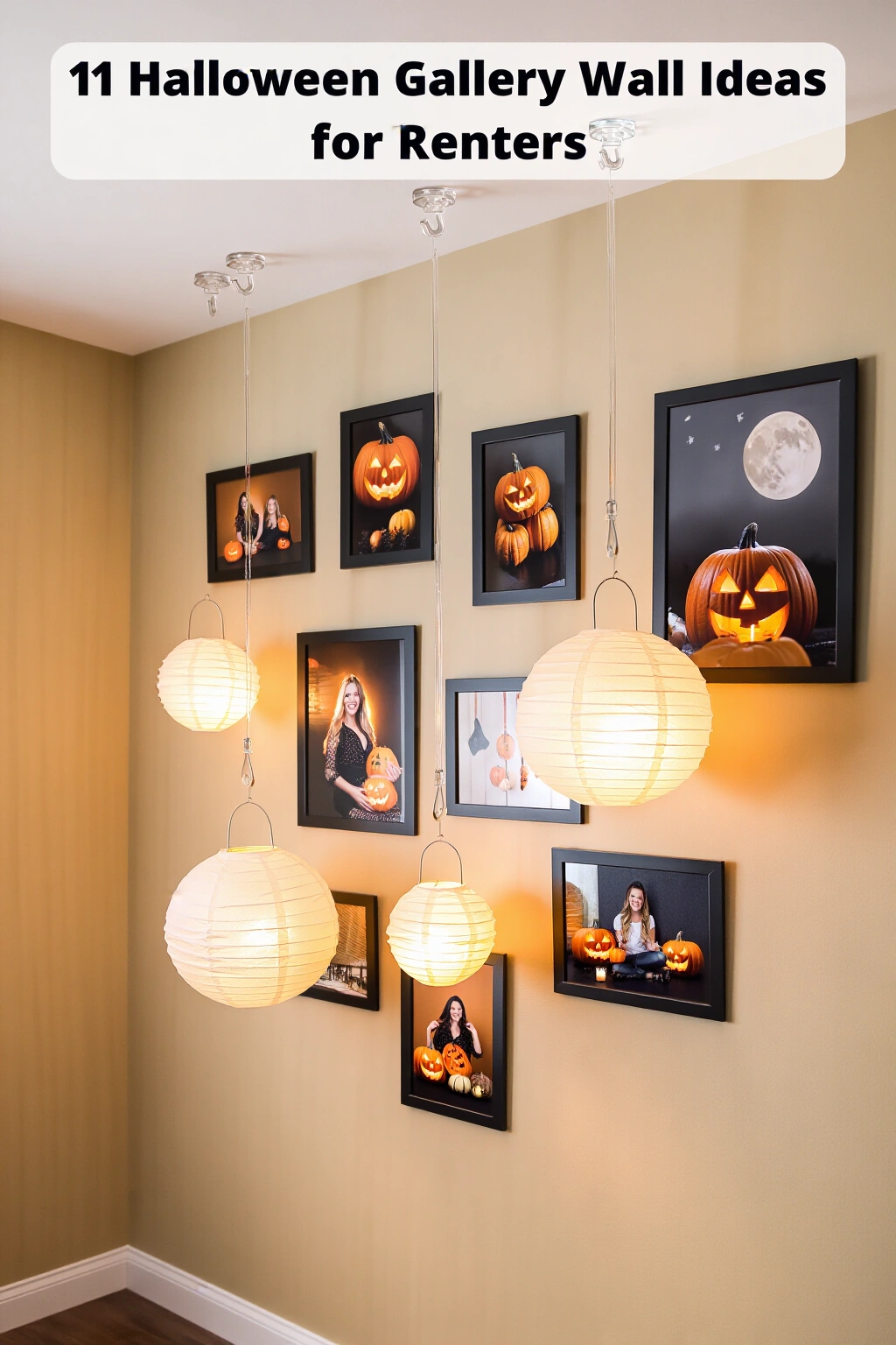 AI-created concept showing hanging paper lanterns and prints