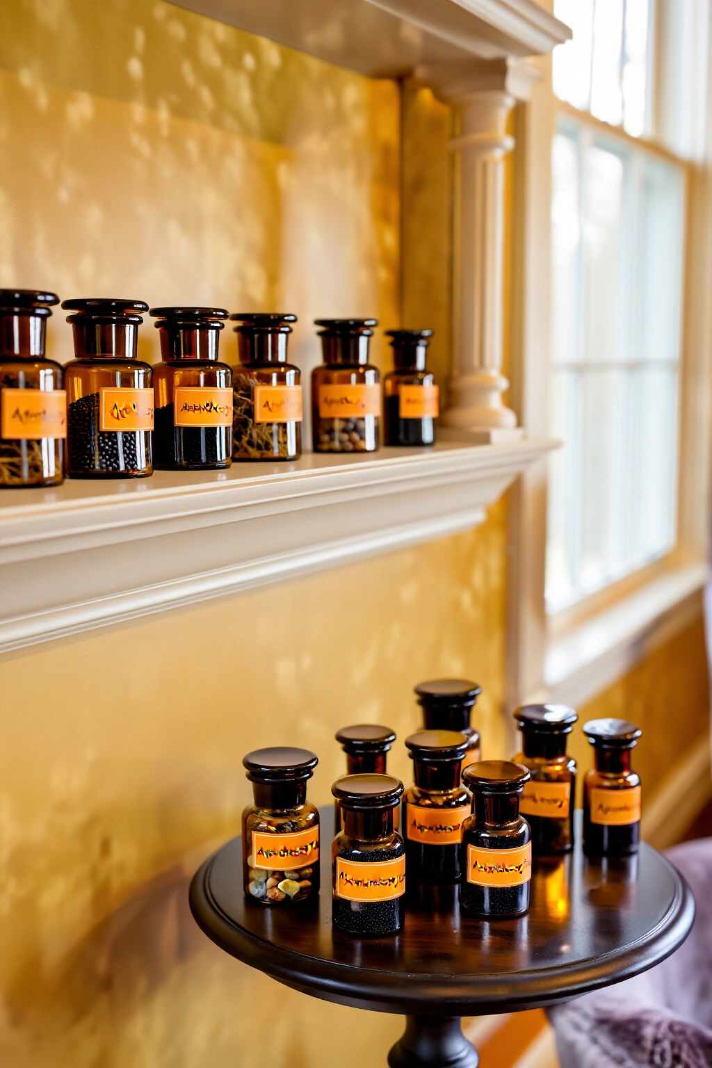 AI-created concept showing miniature apothecary jars