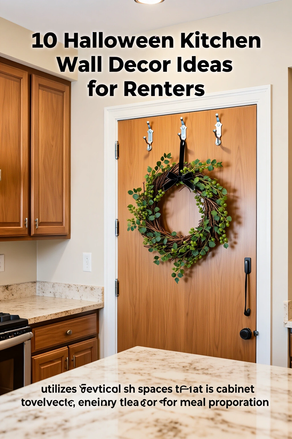 AI-created concept showing lightweight wreath on cabinet doors