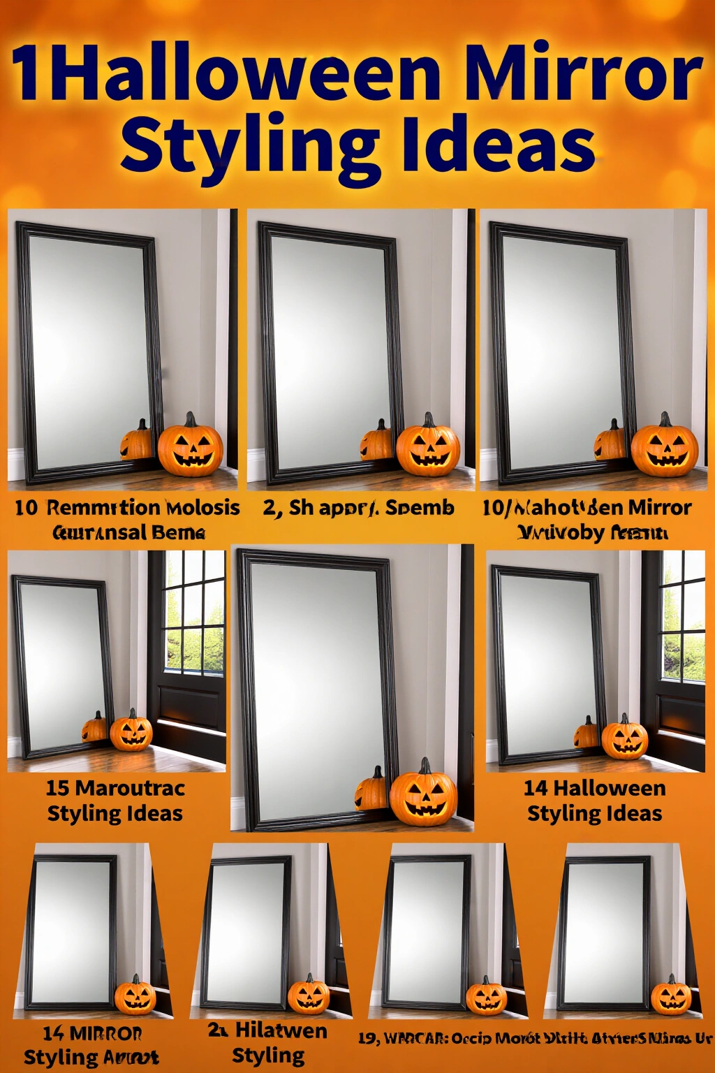 AI-created concept showing 10 halloween mirror styling ideas