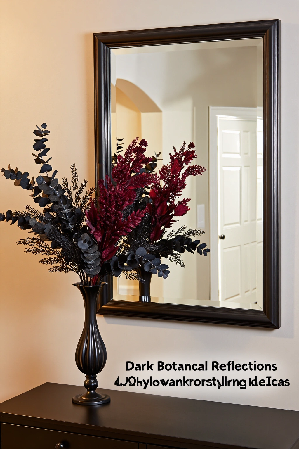 AI-created concept showing dark botanical reflections
