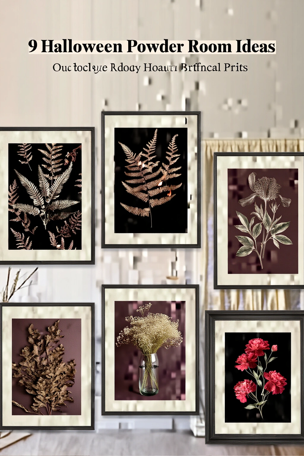 AI-created concept showing moody botanical prints