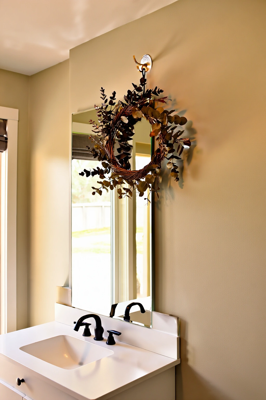 AI-created concept showing minimalist mirror wreaths