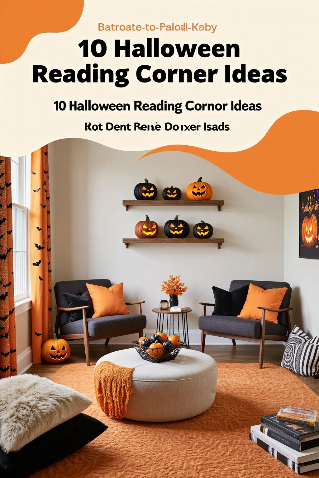 AI-created concept showing 10 halloween reading corner ideas
