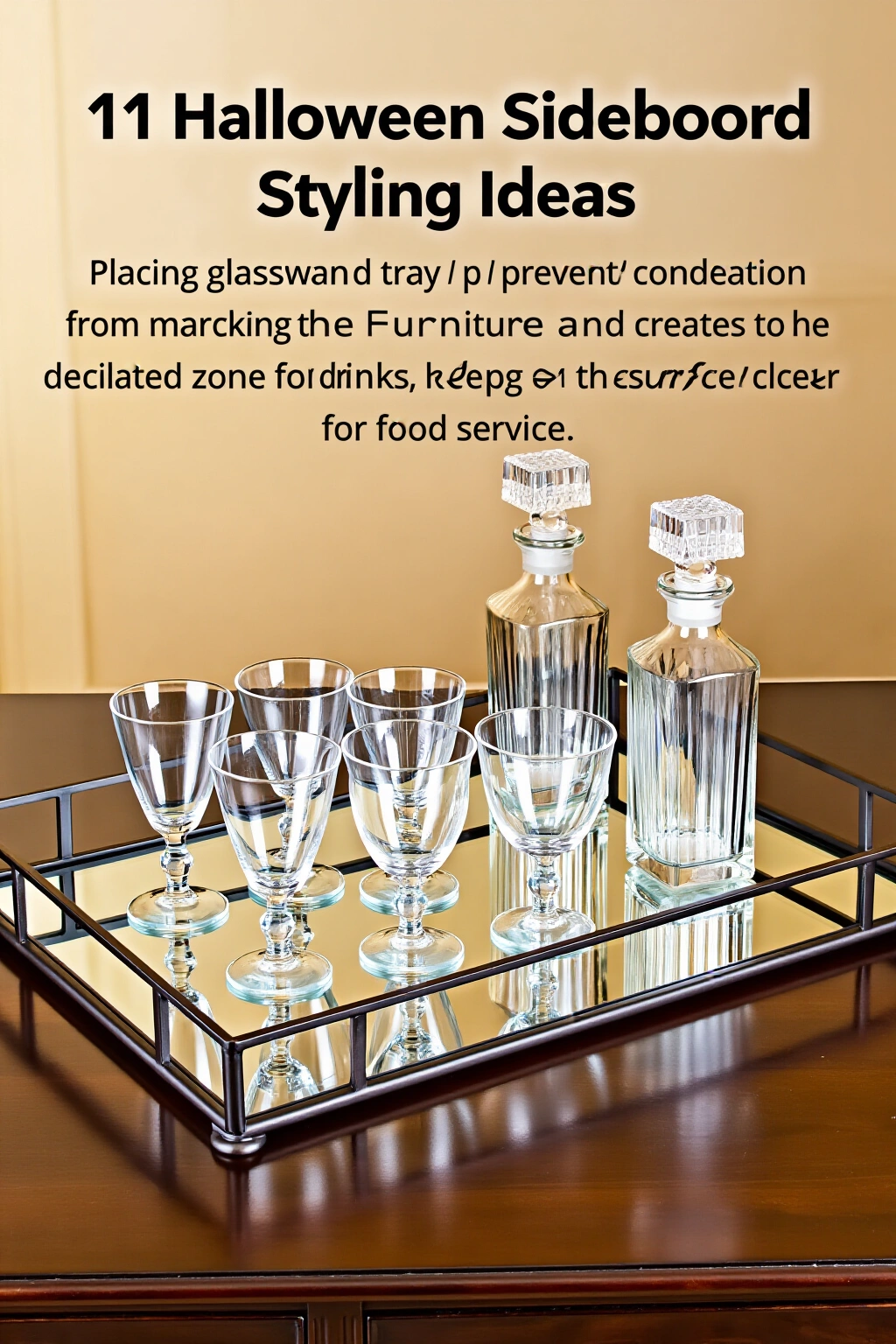 AI-created concept showing mirrored tray for glassware
