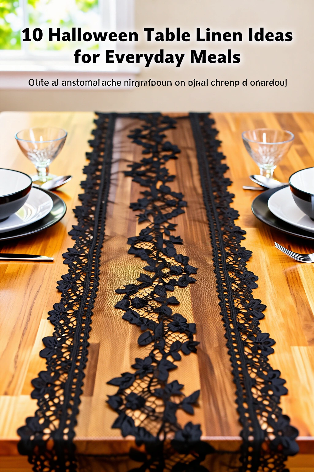 AI-created concept showing narrow black lace runner