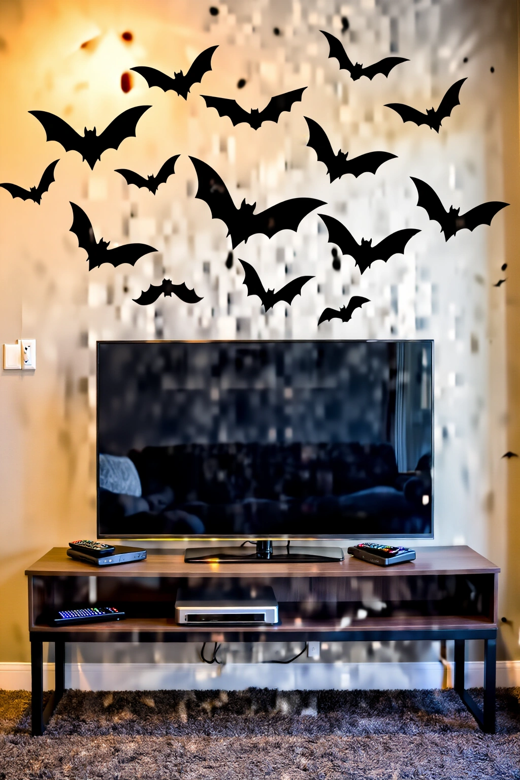 AI-created concept showing wall-mounted bat silhouettes