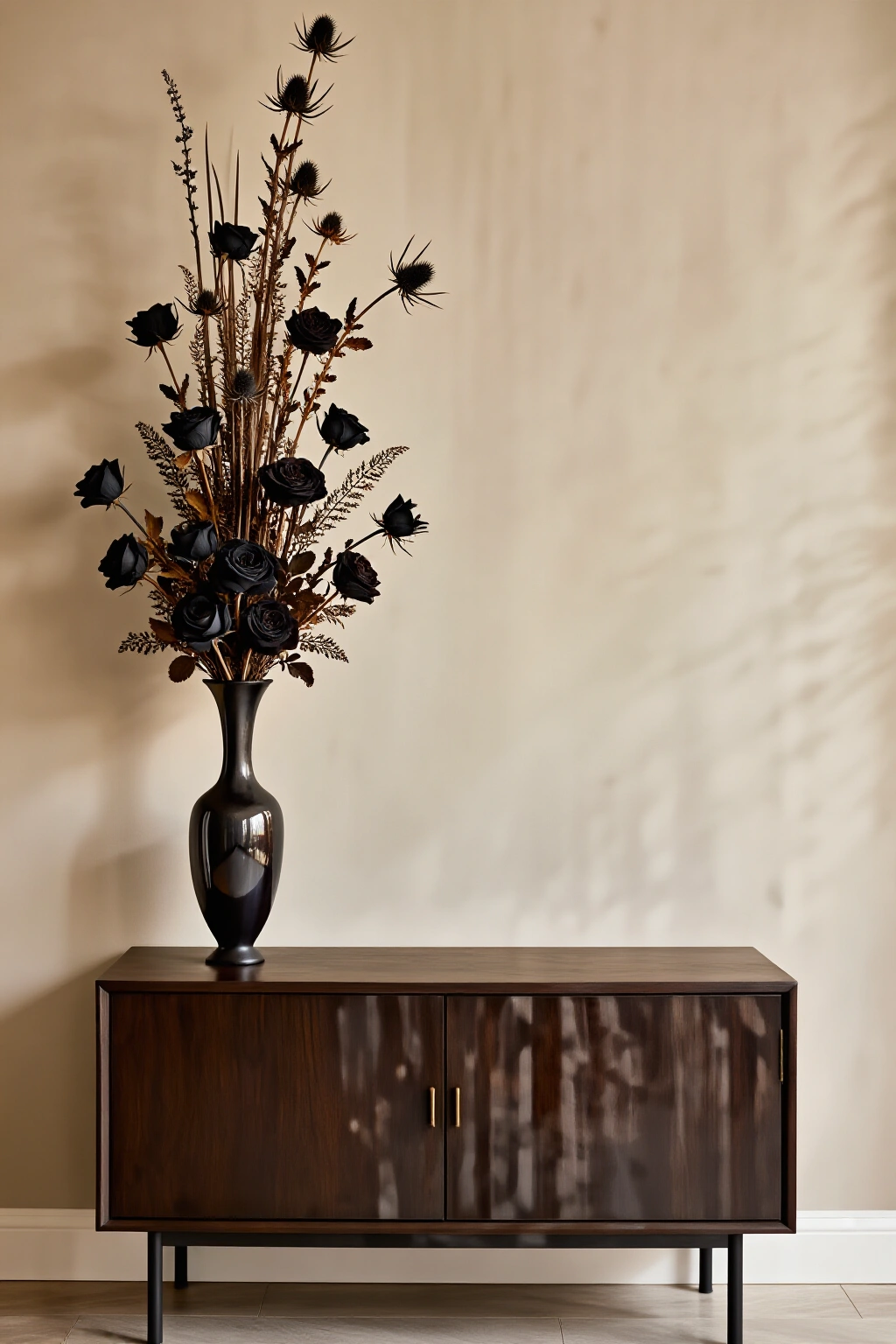 AI-created concept showing moody dried florals