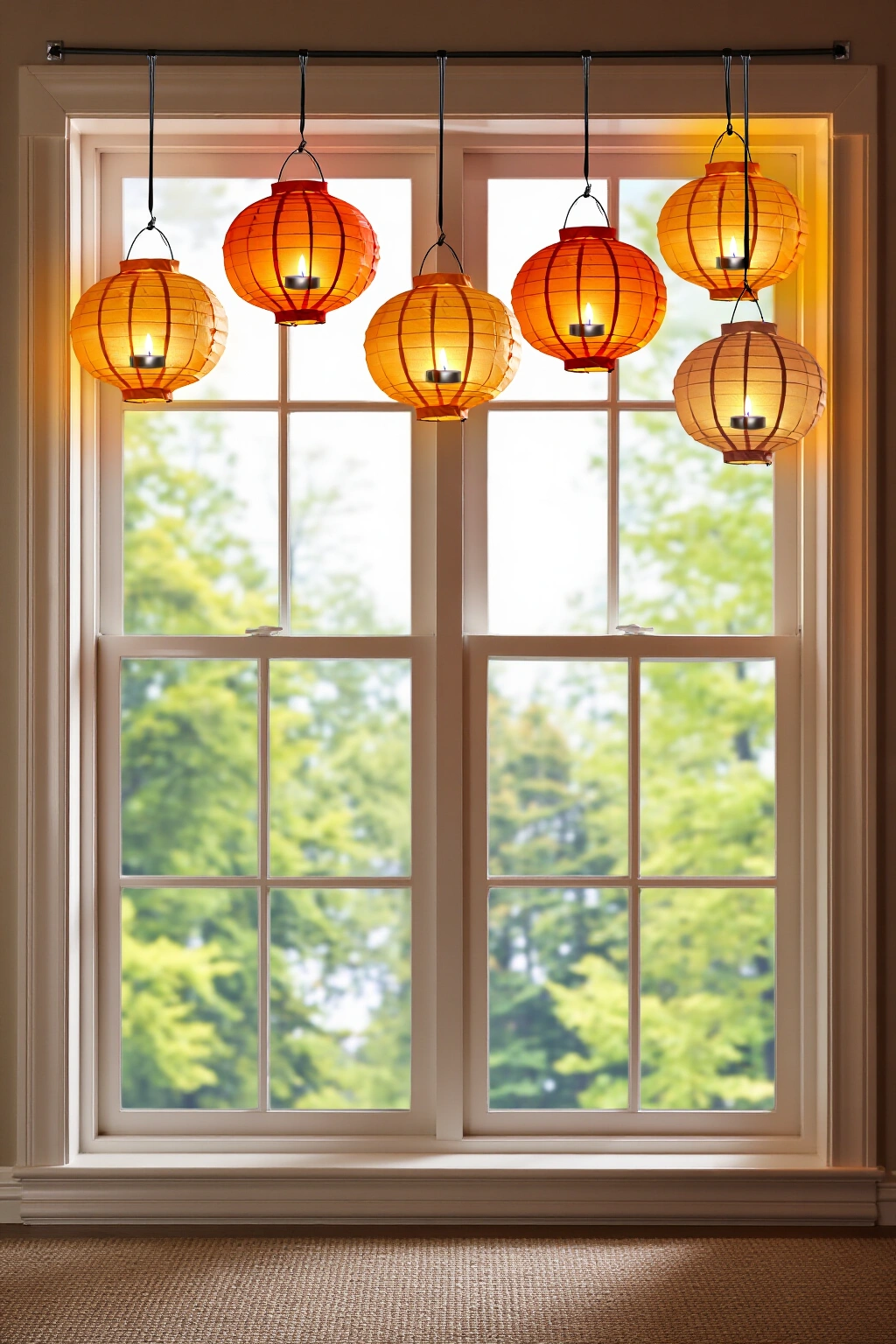 AI-created concept showing hanging paper lanterns