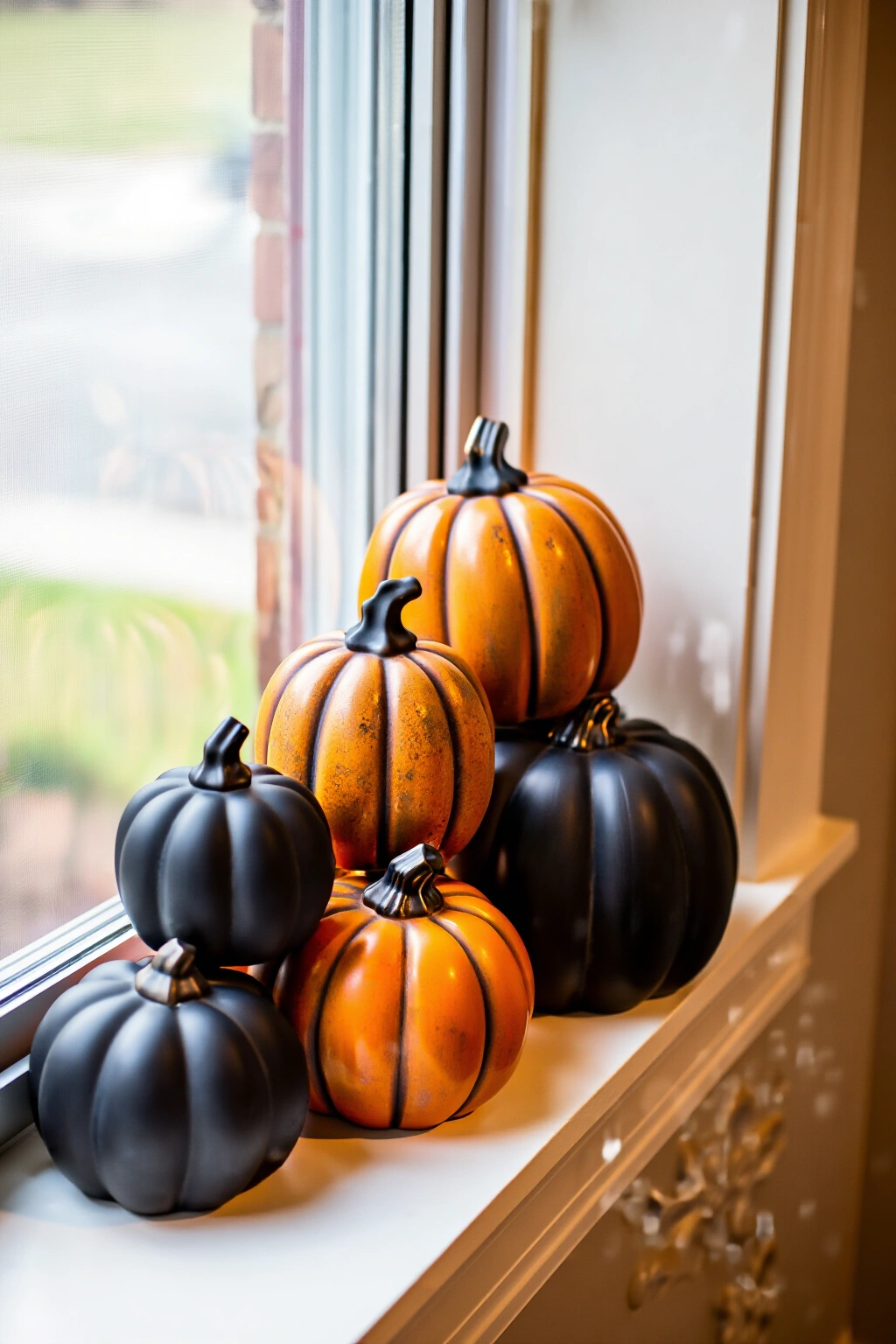 AI-created concept showing ceramic pumpkin clusters