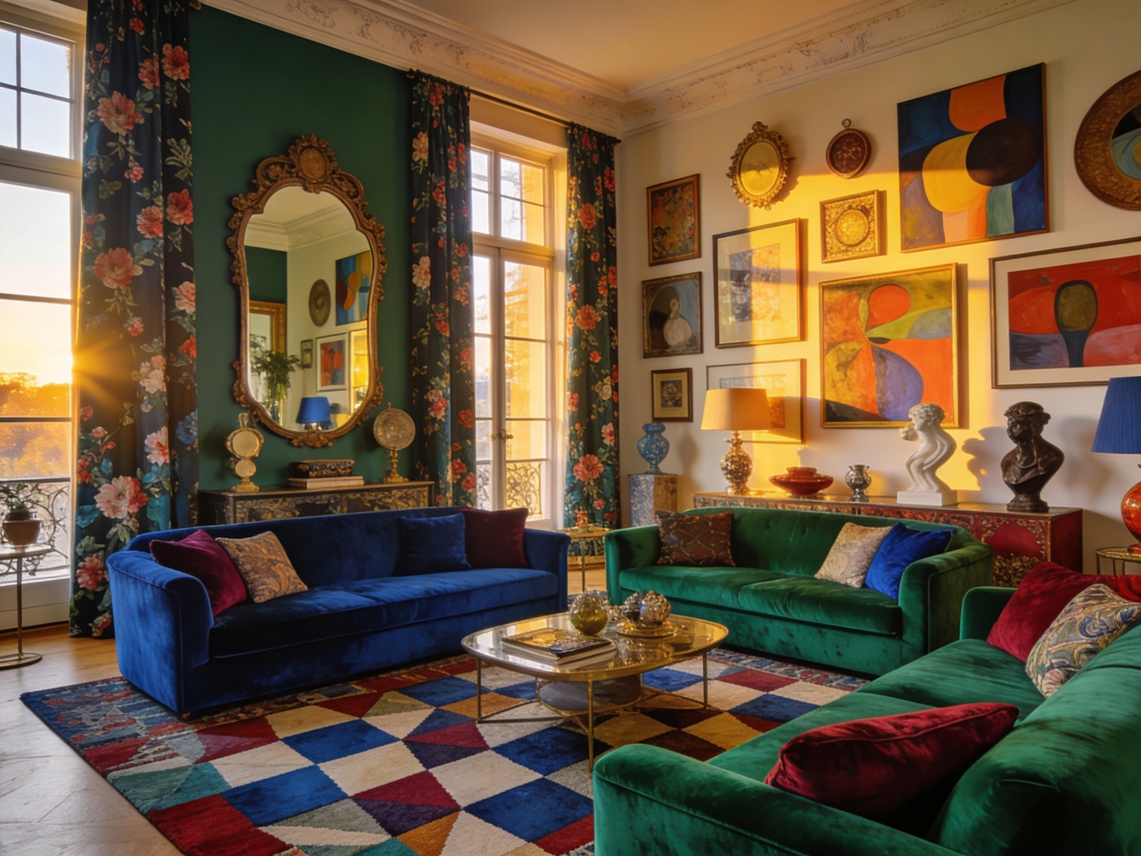 Pro-quality Maximalist Living Room render